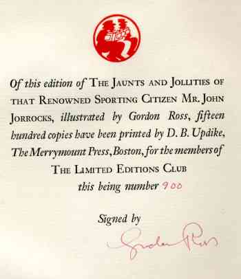 Image for The Jaunts and Jollities of that Renowned Sporting Citizen Mr. JOHN JORROCKS of St. Botolph Lane and Great Coram Street. VG 1st Limited/Numbered HB