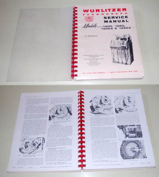 Image for Wurlitzer Phonograph Service Manual, Parts Catalog and Brochures for the Models 1600, 1650, 1600A and 1650A of 1953 and 1954 48 Selections