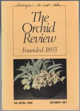 Image for The Orchid Review Vol 89 No. 1056 Oct 1981
