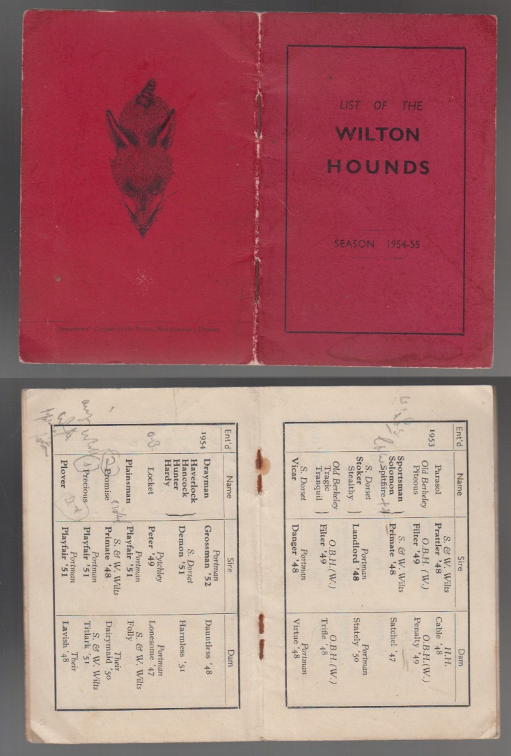 Image for List of The Wilton Hounds Season 1954-55. August 1954