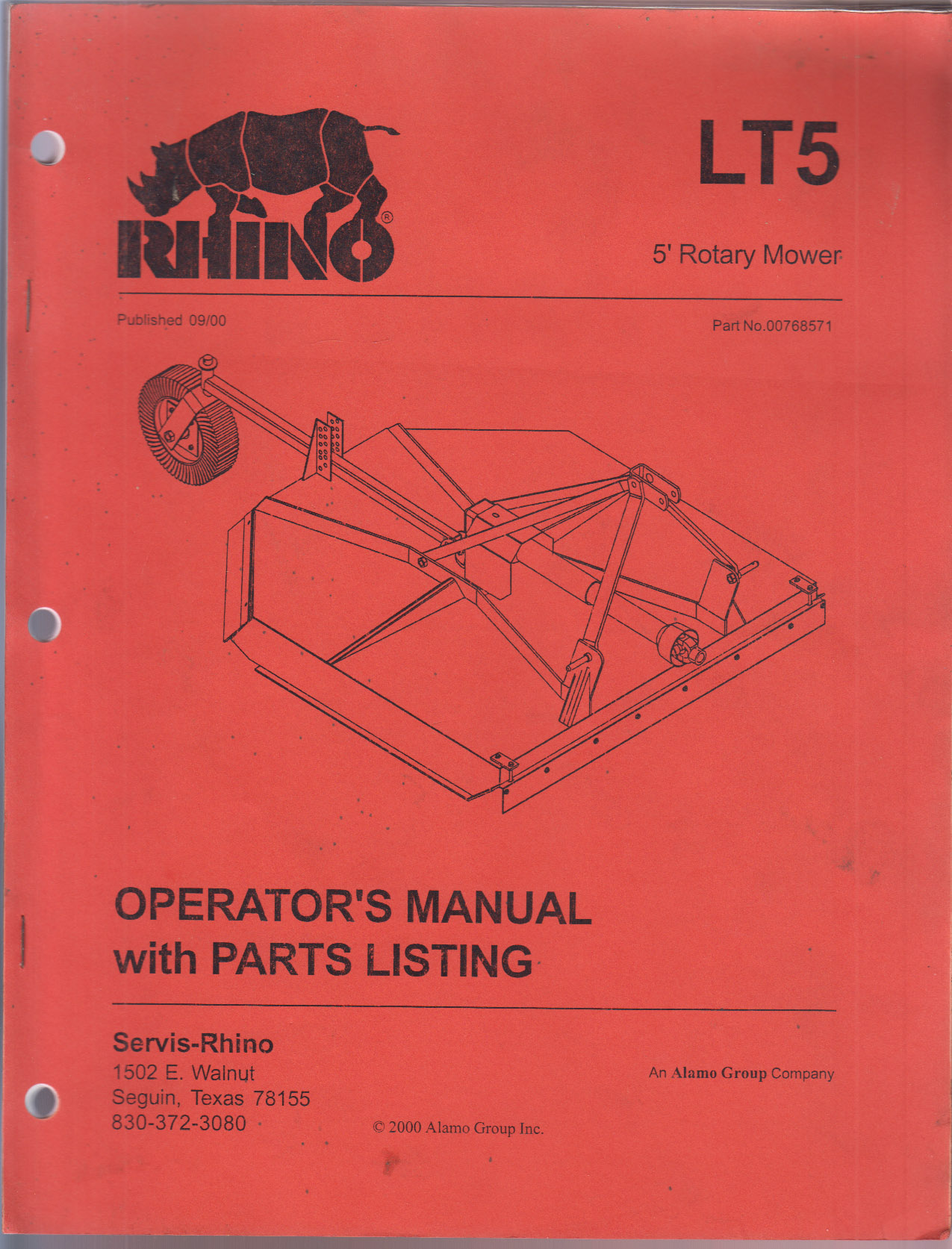 Rhino LT5 5' Rotary Mower Operator's and Parts Manual