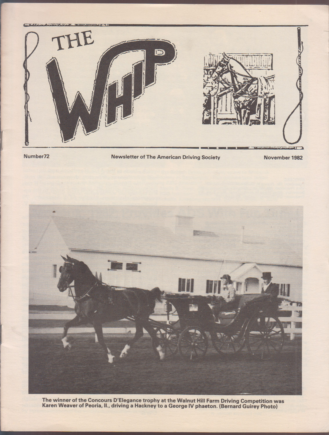 The Whip Newsletter of The American Driving Society Number 22 November 1982