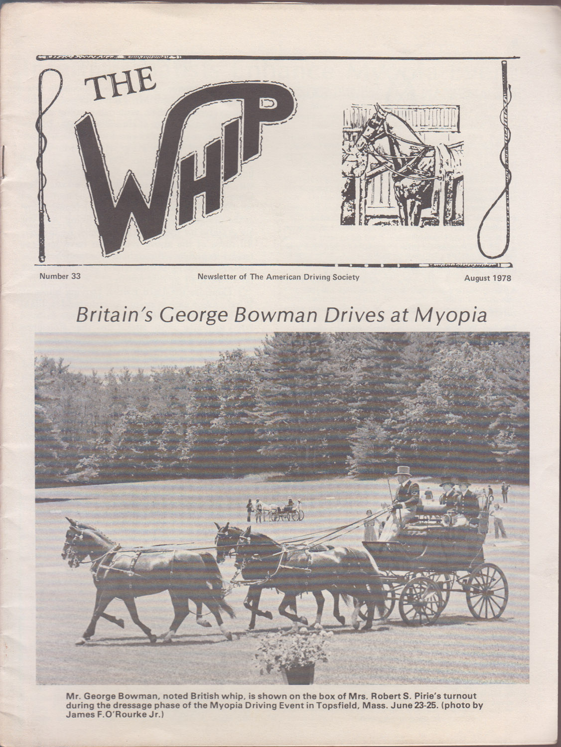 The Whip Newsletter of The American Driving Society Number 33 August 1978